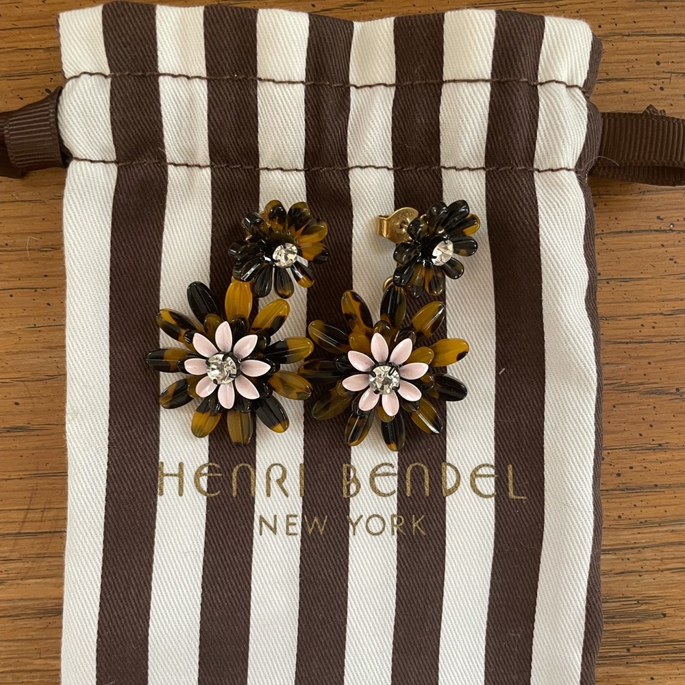 JCREW tortoise flower earrings